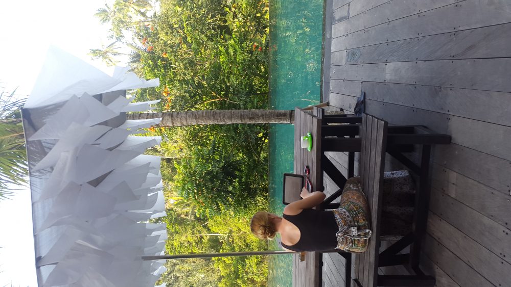 girl by pool